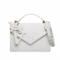 Preview: Handle Bag with shoulder strap made of ostrich leather white